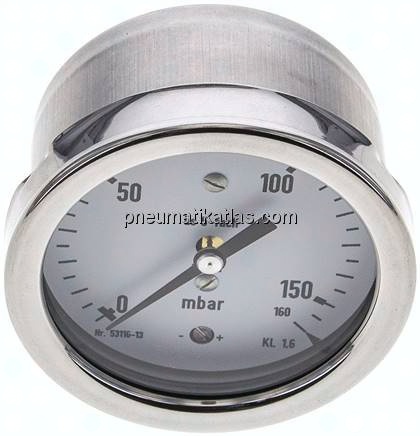 Manometer waagerecht 63mm, 0 - 160 mbar, G 1/4"