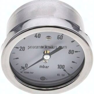 Manometer waagerecht 63mm, 0 - 100 mbar, G 1/4"