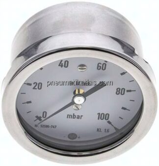 Manometer waagerecht 63mm, 0 - 100 mbar, G 1/4"