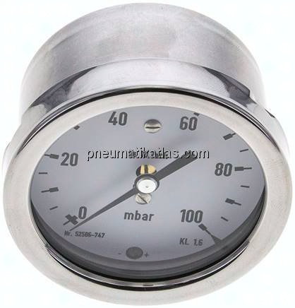 Manometer waagerecht 63mm, 0 - 100 mbar, G 1/4"