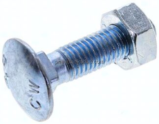 Flachrundschraube DIN 603, M 10x40, Stahl verzinkt 3.6 / 4.6