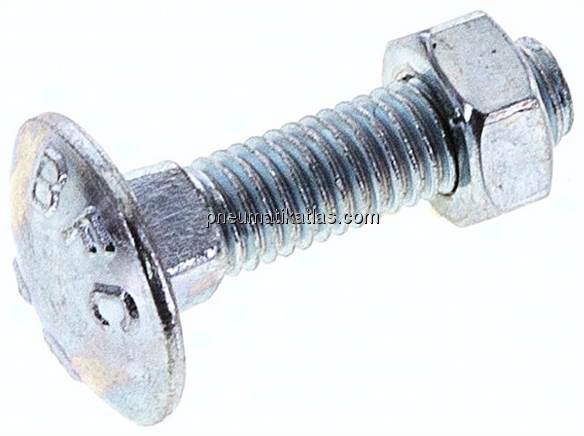 Flachrundschraube DIN 603, M 5x20, Stahl verzinkt 3.6 / 4.6