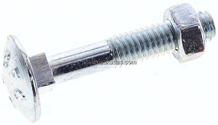 Flachrundschraube DIN 603, M 6x35, Stahl verzinkt 3.6 / 4.6