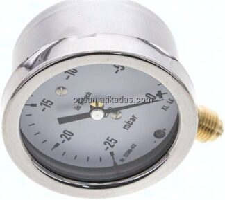 Manometer senkrecht 63mm, -0,025 bar bis 0 bar mbar, G 1/4"