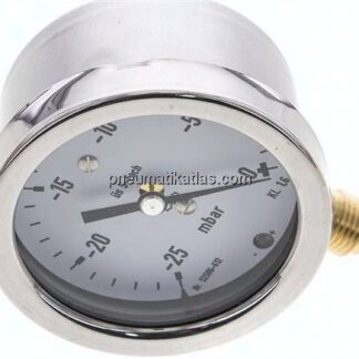 Manometer senkrecht 63mm, -0,025 bar bis 0 bar mbar, G 1/4"