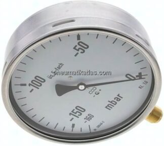 Manometer senkrecht 160mm, -0,16 bar bis 0 bar mbar, G 1/2"