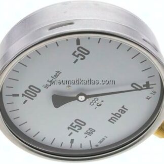 Manometer senkrecht 160mm, -0,16 bar bis 0 bar mbar, G 1/2"