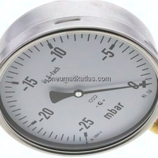 Manometer senkrecht 160mm, -0,025 bar bis 0 bar mbar, G 1/2"
