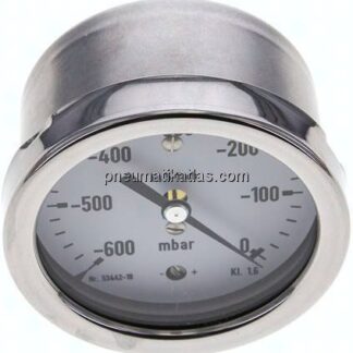 Manometer waagerecht 63mm, -0,6 bar bis 0 bar mbar, G 1/4"