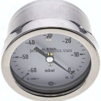 Manometer waagerecht 63mm, -0,06 bar bis 0 bar mbar, G 1/4"