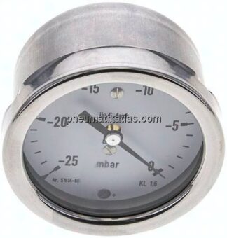 Manometer waagerecht 63mm, -0,025 bar bis 0 bar mbar, G 1/4"