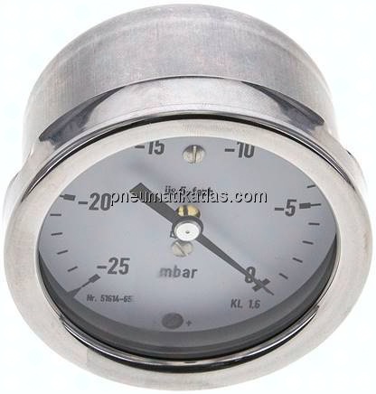 Manometer waagerecht 63mm, -0,025 bar bis 0 bar mbar, G 1/4"