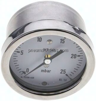 Manometer waagerecht 63mm, 0 - 25 mbar, G 1/4"