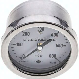 Manometer waagerecht 63mm, 0 - 600 mbar, G 1/4"