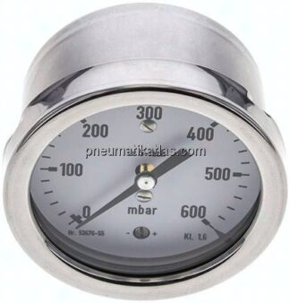 Manometer waagerecht 63mm, 0 - 600 mbar, G 1/4"