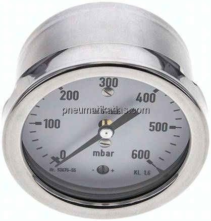 Manometer waagerecht 63mm, 0 - 600 mbar, G 1/4"