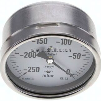 Manometer waagerecht 100mm, -0,25 bar bis 0 bar mbar, G 1/2"