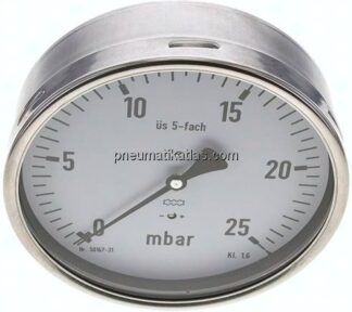 Manometer waagerecht 160mm, 0 - 25 mbar, G 1/2"