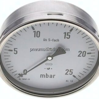 Manometer waagerecht 160mm, 0 - 25 mbar, G 1/2"