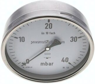 Manometer waagerecht 160mm, 0 - 40 mbar, G 1/2"