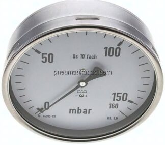 Manometer waagerecht 160mm, 0 - 160 mbar, G 1/2"
