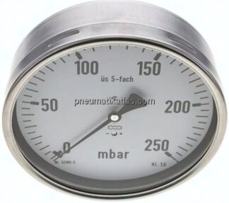 Manometer waagerecht 160mm, 0 - 250 mbar, G 1/2"
