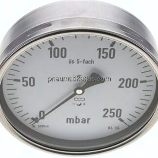 Manometer waagerecht 160mm, 0 - 250 mbar, G 1/2"