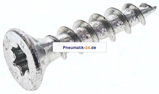 Spanplatten-Senkkopfschraube, TORX, 4,0x20, Stahl verzinkt, weiß