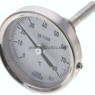 Bimetallthermometer, waagerecht D63/0 bis +80°C/63mm