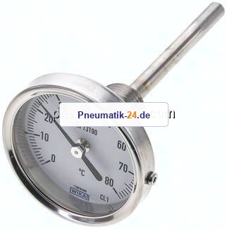Bimetallthermometer, waagerecht D63/0 bis +80°C/100mm
