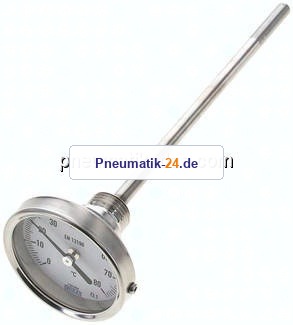 Bimetallthermometer, waagerecht D63/0 bis +80°C/200mm