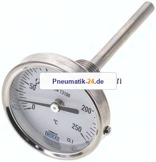 Bimetallthermometer, waagerecht D63/0 bis +250°C/100mm