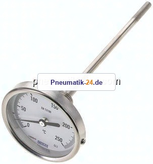 Bimetallthermometer, waagerecht D80/0 bis +250°C/200mm