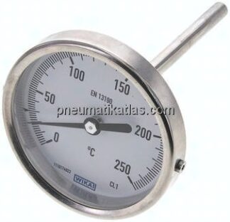 Bimetallthermometer, waagerecht D80/0 bis +250°C/100mm