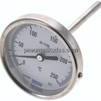 Bimetallthermometer, waagerecht D80/0 bis +250°C/100mm