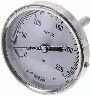 Bimetallthermometer, waagerecht D80/0 bis +250°C/63mm