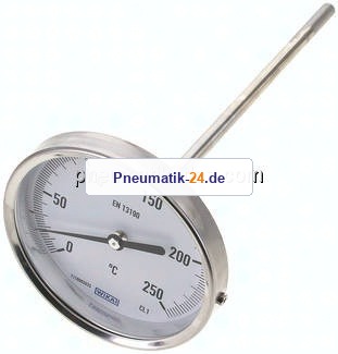Bimetallthermometer, waagerecht D100/0 bis +250°C/200mm