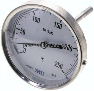 Bimetallthermometer, waagerecht D100/0 bis +250°C/100mm