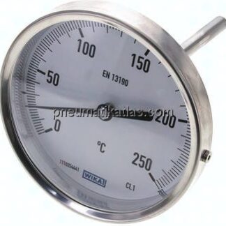 Bimetallthermometer, waagerecht D100/0 bis +250°C/100mm
