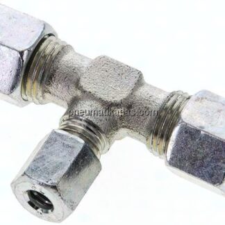 T-Schneidringverschraubung 10 L (M16x1,5)-6 L (M12x1,5)-10 L (M16x1,5), Stahl verzinkt