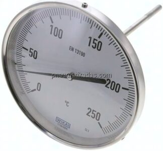Bimetallthermometer, waagerecht D160/0 bis +250°C/200mm