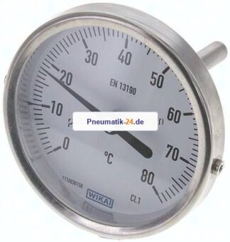 Bimetallthermometer, waagerecht D80/0 bis +80°C/63mm