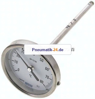 Bimetallthermometer, waagerecht D80/0 bis +80°C/160mm