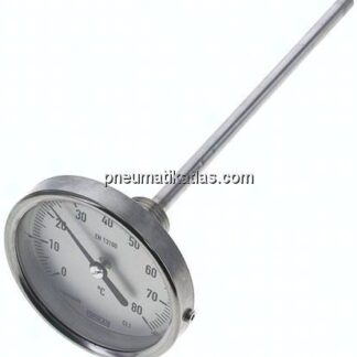 Bimetallthermometer, waagerecht D80/0 bis +80°C/200mm