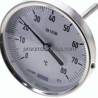 Bimetallthermometer, waagerecht D100/0 bis +80°C/100mm