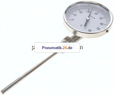 Bimetallthermometer, senkrecht D100/0 bis +80°C/160mm