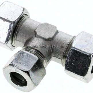 T-Schneidringverschraubung 25 S (M36x2)-16 S (M24x1,5)-25 S (M36x2), Stahl verzinkt