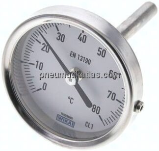 Bimetallthermometer, waagerecht D63/0 bis +80°C/63mm