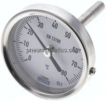 Bimetallthermometer, waagerecht D63/0 bis +80°C/63mm