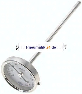 Bimetallthermometer, waagerecht D63/0 bis +80°C/200mm